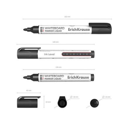 Маркер стираемый для доски с жидкими чернилами ERICH KRAUSE LW-600 "Tank Liquid", ЧЕРНЫЙ, 2,5 мм, 48774