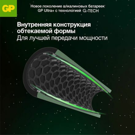 Батарейки КОМПЛЕКТ 4 шт., GP Ultra Plus G-Tech, AAA (LR03), алкалиновые, мизинчиковые, 24AUPA21-2CRSB4