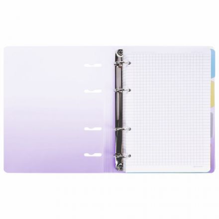Тетрадь на кольцах А5 175х220 мм, 120 л., пластик, с разделителями, BRAUBERG, Фиолетовый, 404627