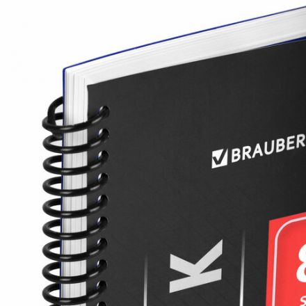 Тетрадь обложка пластик, А4, 80 л., спираль пластик, клетка, BRAUBERG "Metropolis", синий, 404741