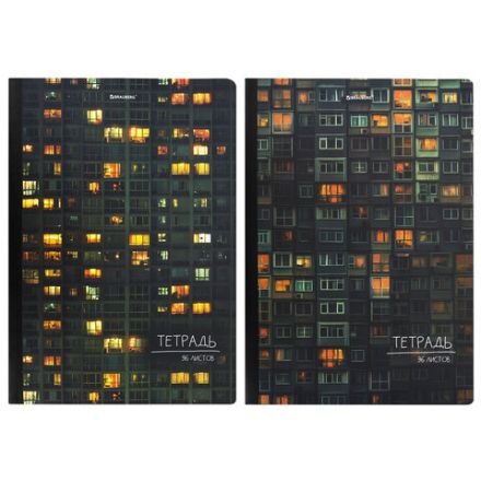 Тетрадь А4 96 л. BRAUBERG, на сшивке с корешком, клетка, обложка картон, "Многоэтажки", 405285