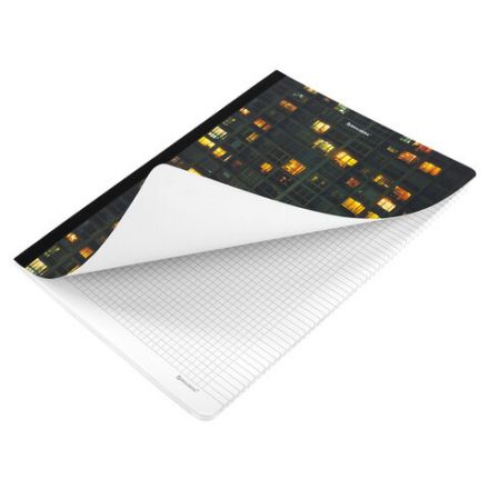 Тетрадь А4 96 л. BRAUBERG, на сшивке с корешком, клетка, обложка картон, "Многоэтажки", 405285