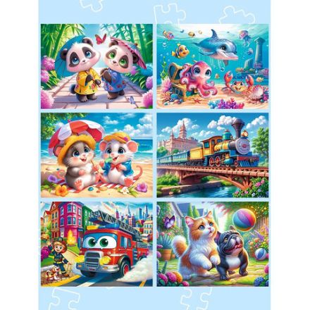 Пазл картонный "Милые картинки", 12 элементов, АССОРТИ, поле 17,5 х 13 см, 20 видов