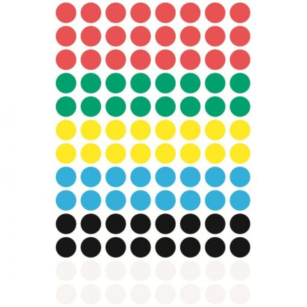 Этикетки самоклеящиеся  точки, 3090,  d=8mm,разноцветные, 416шт/уп