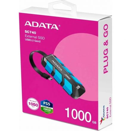 Портативный SSD ADATA 1TB SC740 USB 3.2 G2 Type-C[R/W -1050/1000 MB/s]син