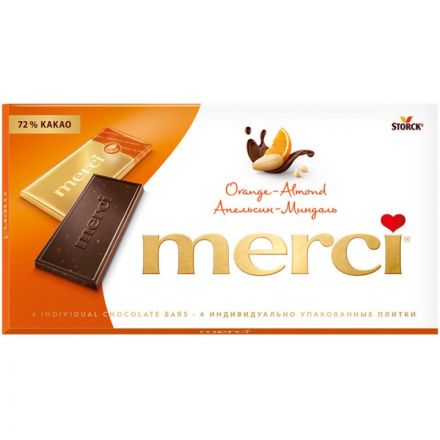 Шоколад Merci Апельсин-миндаль, 100г