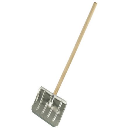 Лопата снеговая 49х30см, алюминиевая усиленная ребрами жесткости, ДЕРЕВЯННЫЙ черенок 120см, армирующая металлическая планка на клепках, ЛТСЕ