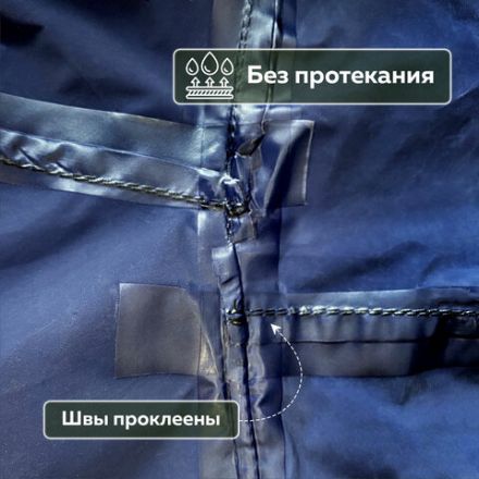 Дождевик-плащ синий на молнии многоразовый с ПВХ-покрытием, размер 52-54 (XL), рост 170-176, ГРАНДМАСТЕР, 610866