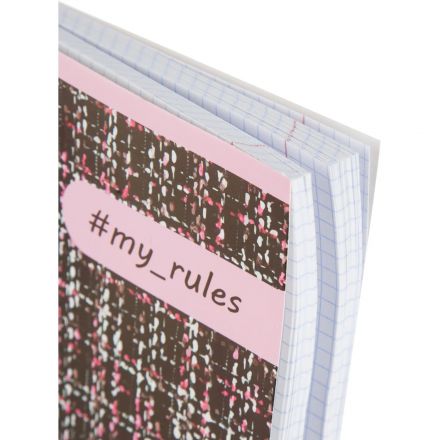 Тетрадь общая А5 96л Fashion Твид черн. ,клет,скреп., ВД-лак