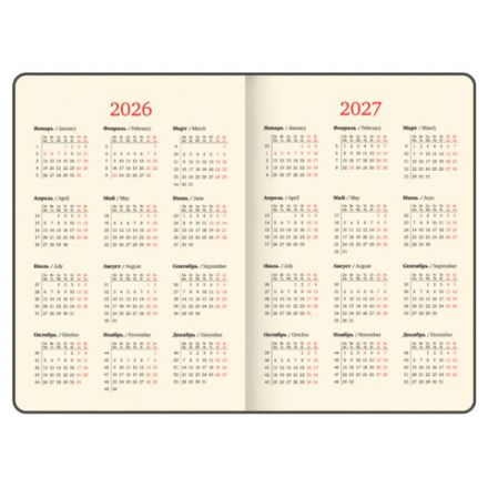 Еженедельник датированный 2026, БОЛЬШОЙ ФОРМАТ 210х297 мм, А4, BRAUBERG "Iguana", под кожу, синий, 117155