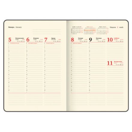 Еженедельник датированный 2026, БОЛЬШОЙ ФОРМАТ 210х297 мм, А4, BRAUBERG "Iguana", под кожу, синий, 117155