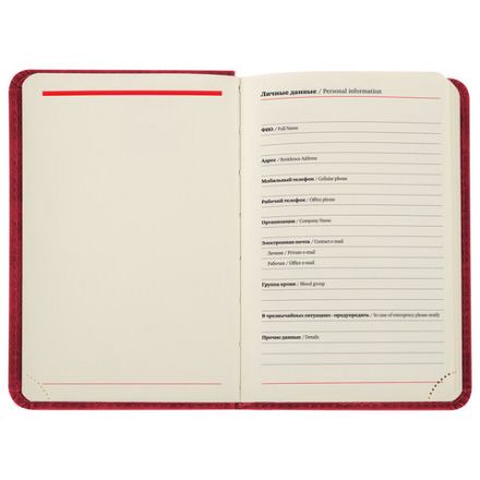 Ежедневник недатированный МАЛЫЙ 100х150 мм А6 BRAUBERG "Status", под кожу, 160 л., красный, 113367