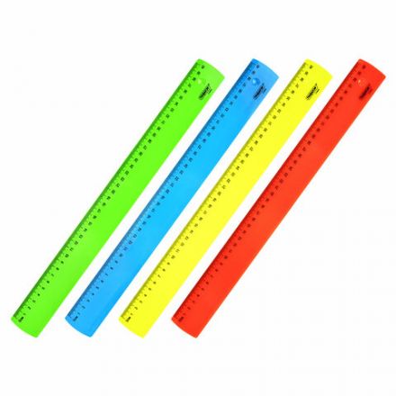 Линейка пластиковая 40 см ПИФАГОР, неоновая, ассорти, 210844