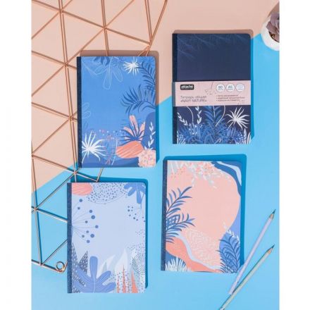 Тетрадь общая Attache Selection Navy nature Синий А5 80л клетка, сшивка