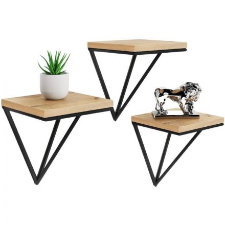 Полка KD настенная Калипсо-1, 1 ярус. каркас черный/ЛДСП дуб буратти