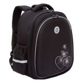 Ранец GRIZZLY анатомическая спинка, c брелоком, для девочек, "HEARTS", чёрный 36х28х20 см, RAz-586-5/1 Ранец GRIZZLY анатомическая спинка, c брелоком, для девочек, "HEARTS", чёрный 36х28х20 см, RAz-586-5/1