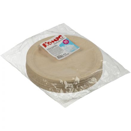 Тарелка одноразовая из бумаги цв. Крафт д 180 мм, 50шт/уп