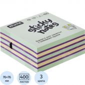 Стикеры Attache Selection Радуга 76х76 мм пастельные и неоновые 3 цвета (1 блок, 400 листов)