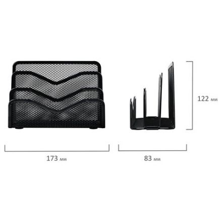 Подставка для бумаг и писем BRAUBERG "Germanium", металлическая, 3 секции, 122х173х83 мм, черная, 231946 Подставка для бумаг и писем BRAUBERG "Germanium", металлическая, 3 секции, 122х173х83 мм, черная, 231946