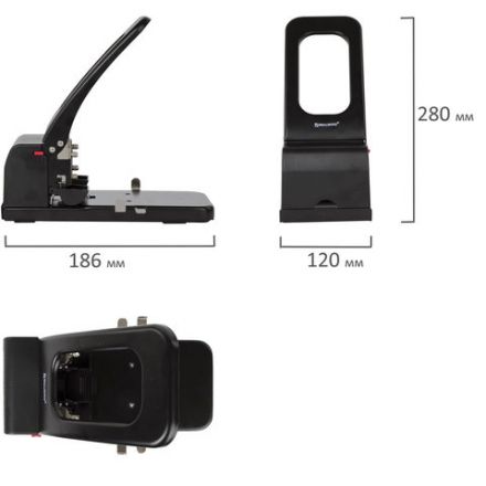 Дырокол металлический МОЩНЫЙ BRAUBERG "Heavy duty", до 100 л., черный, 226869