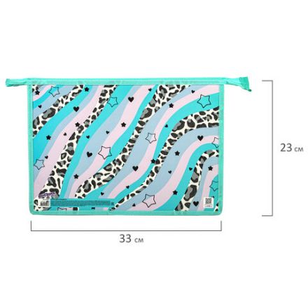 Папка для тетрадей ЮНЛАНДИЯ А4, 1 отделение, картон/пластик, блестки, на молнии, "Trendsetter", 271443