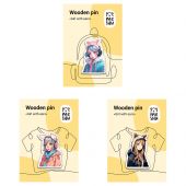 Набор деревянных значков MESHU "Girls with ears", каширование, 3шт. Набор деревянных значков MESHU "Girls with ears", каширование, 3шт.