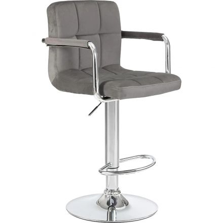 Стул барный LO_DOBRIN KRUGER ARM LM-5011_CH-M_V-MJ9-75 серый велюр