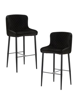 Набор 2 шт Стул барный DOBRIN CHRISTIAN'75, черные ножки, черный велюр (V108-77)
