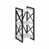 Loft Стеллаж на регулируемых опорах-3 полки VR.L-MST.O-3.4 Белый бриллиант/Чёрный металл 400*400*910