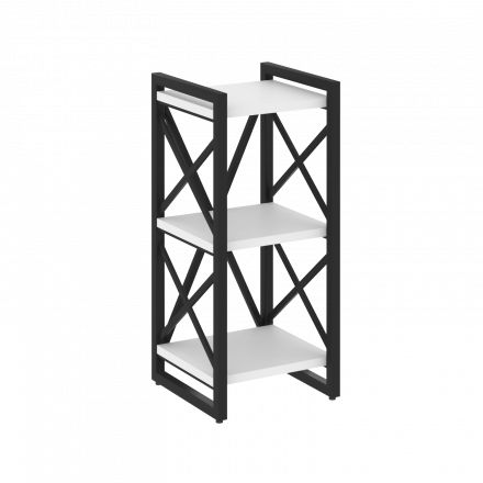 Loft Стеллаж на регулируемых опорах-3 полки VR.L-MST.O-3.4 Белый бриллиант/Чёрный металл 400*400*910