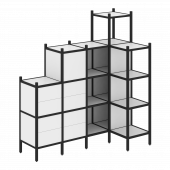 Loft Угловой внутренний стеллаж наборный VR.L-48 Белый бриллиант/Чёрный металл 1694*862*1869