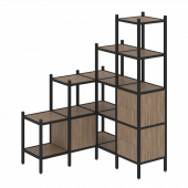 Loft Угловой внутренний стеллаж наборный VR.L-40 Дуб аризона/Чёрный металл 1278*1278*1869