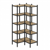 Loft Угловой внутренний стеллаж наборный VR.L-32 Тиквуд светлый/Чёрный металл 862*862*1869