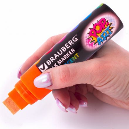 Маркер меловой "POP-ART" ОРАНЖЕВЫЙ, 15 мм, стираемый, для гладких поверхностей, BRAUBERG, 151541 Маркер меловой "POP-ART" ОРАНЖЕВЫЙ, 15 мм, стираемый, для гладких поверхностей, BRAUBERG, 151541