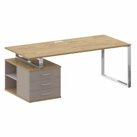 Shift Стол руководителя с опорной тумбой, левый SK.SRT-200 (L) Тиквуд светлый/Капучино 2000*904*753