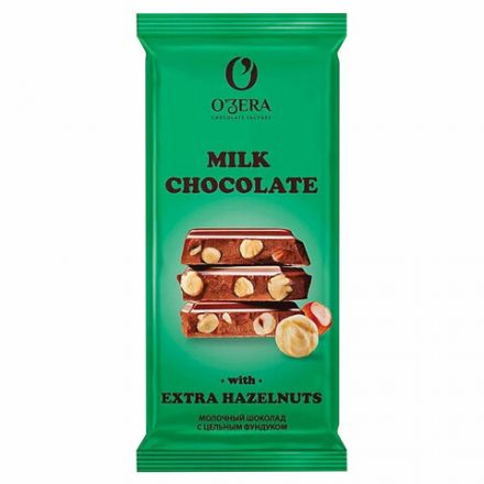 Шоколад O'ZERA "Milk & Extra Hazelnut" молочный, с цельным фундуком, 90 г, ПШ526 Шоколад O'ZERA "Milk & Extra Hazelnut" молочный, с цельным фундуком, 90 г, ПШ526
