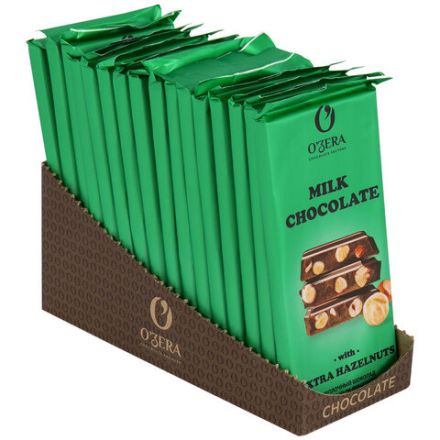 Шоколад O'ZERA "Milk & Extra Hazelnut" молочный, с цельным фундуком, 90 г, ПШ526 Шоколад O'ZERA "Milk & Extra Hazelnut" молочный, с цельным фундуком, 90 г, ПШ526