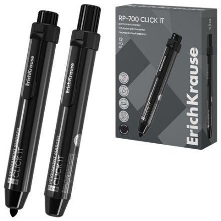 Маркер перманентный автоматический ERICH KRAUSE RP-700 "Click it", ЧЕРНЫЙ, 2 мм, 60828