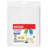 Обложки ПП для учебников и рабочих тетрадей, КЛЕЙКИЙ КРАЙ, НАБОР 10 шт. + 1 шт., 80 мкм, 265x490 мм, ПИФАГОР, 274109