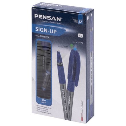 Ручка шариковая масляная с грипом PENSAN "Sign-Up", СИНЯЯ, 1 мм, линия письма 0,8 мм, 2410/12