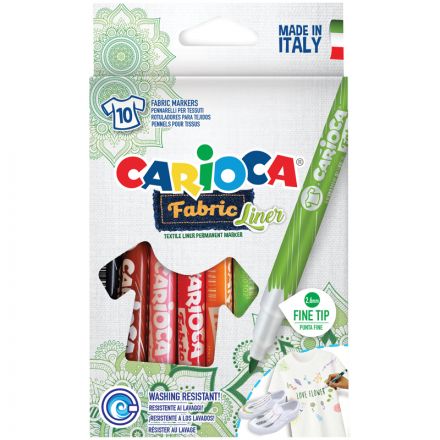 Набор фломастеров для ткани Carioca "Fabric Liner" 10цв., картон. уп., европодвес Набор фломастеров для ткани Carioca "Fabric Liner" 10цв., картон. уп., европодвес