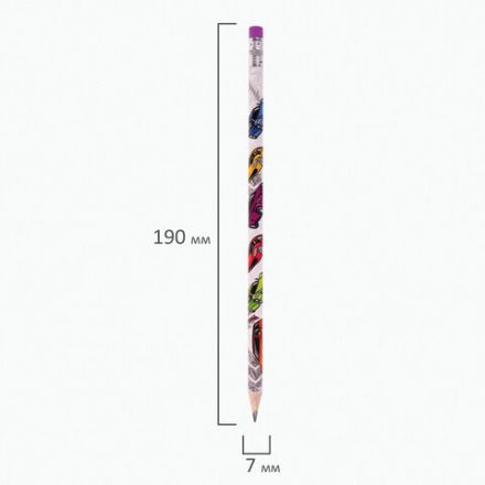 Карандаш чернографитный ЮНЛАНДИЯ "МАШИНКИ", 1 шт., HB, с ластиком, корпус с печатью, 181781