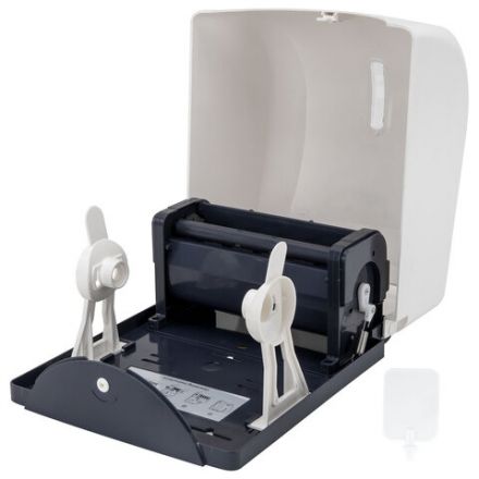 Диспенсер для полотенец в рулонах LAIMA PROFESSIONAL SUPER (H1), механический, белый, ABS-пластик, 609506