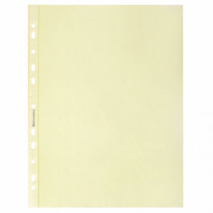 Папки-файлы перфорированные ЖЕЛТЫЕ А4 BRAUBERG, комплект 100 шт., гладкие, 35 мкм, 272678