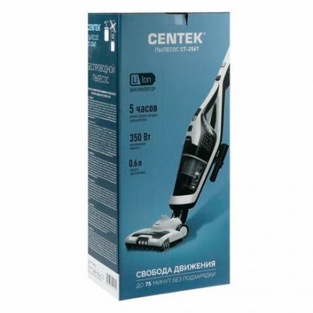 Пылесос вертикальный беспроводной CENTEK CT-2567, 2 в 1, мощность 350 Вт, контейнер 0,6 л, белый