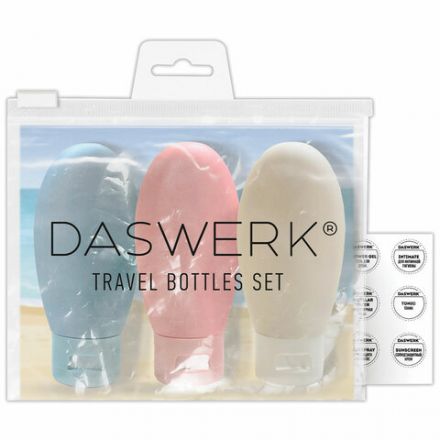 Дорожный набор флаконов в косметичке с наклейками, 3х60 мл, 3 цвета, DASWERK (ДАСВЕРК), 609297