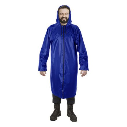 Дождевик-плащ синий на молнии многоразовый с ПВХ-покрытием, размер 56-58 (XXL), рост 170-176, ГРАНДМАСТЕР, 610867