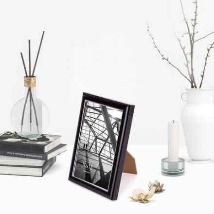 Рамка 10х15 см небьющаяся, багет 14,6 мм, пластик, BRAUBERG "Original Line", черная/серебро, 391233