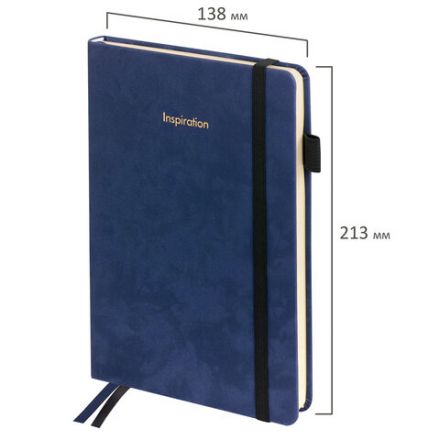 Ежедневник недатированный А5 138x213 мм, BRAUBERG "Velvet", резинка, держатель, 160 л., синий, 116243 Ежедневник недатированный А5 138x213 мм, BRAUBERG "Velvet", резинка, держатель, 160 л., синий, 116243