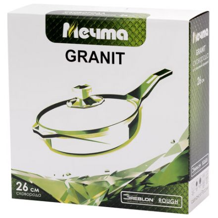 Сковорода 26 см, съемная soft-touch ручка, крышка, антипригарное покрытие, МЕЧТА "Гранит Black", с026802 Сковорода 26 см, съемная soft-touch ручка, крышка, антипригарное покрытие, МЕЧТА "Гранит Black", с026802